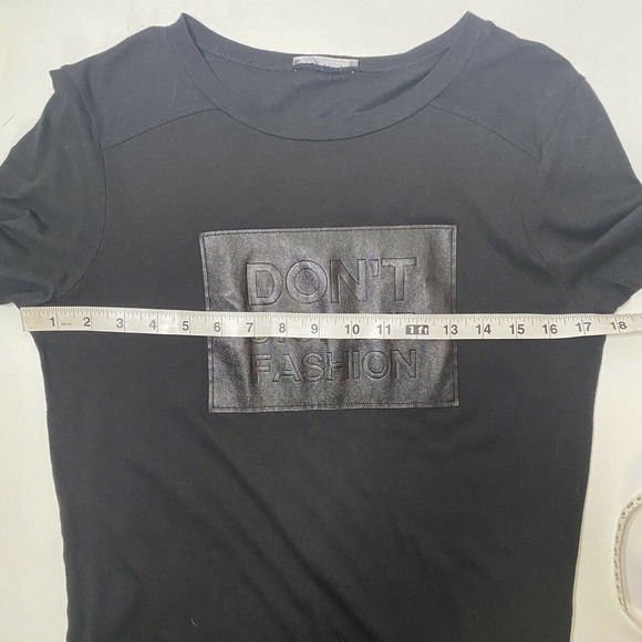 Zara Womens Black graphic T-Shirt Tunic Dress Sz Medium Don’t Stop Fashion - Picture 8 of 10